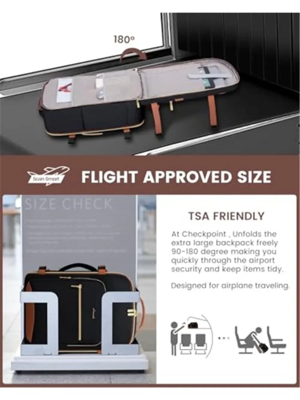 40L Carry On Travel Backpack Airline Approved Personal Item Bag Packing Cubes